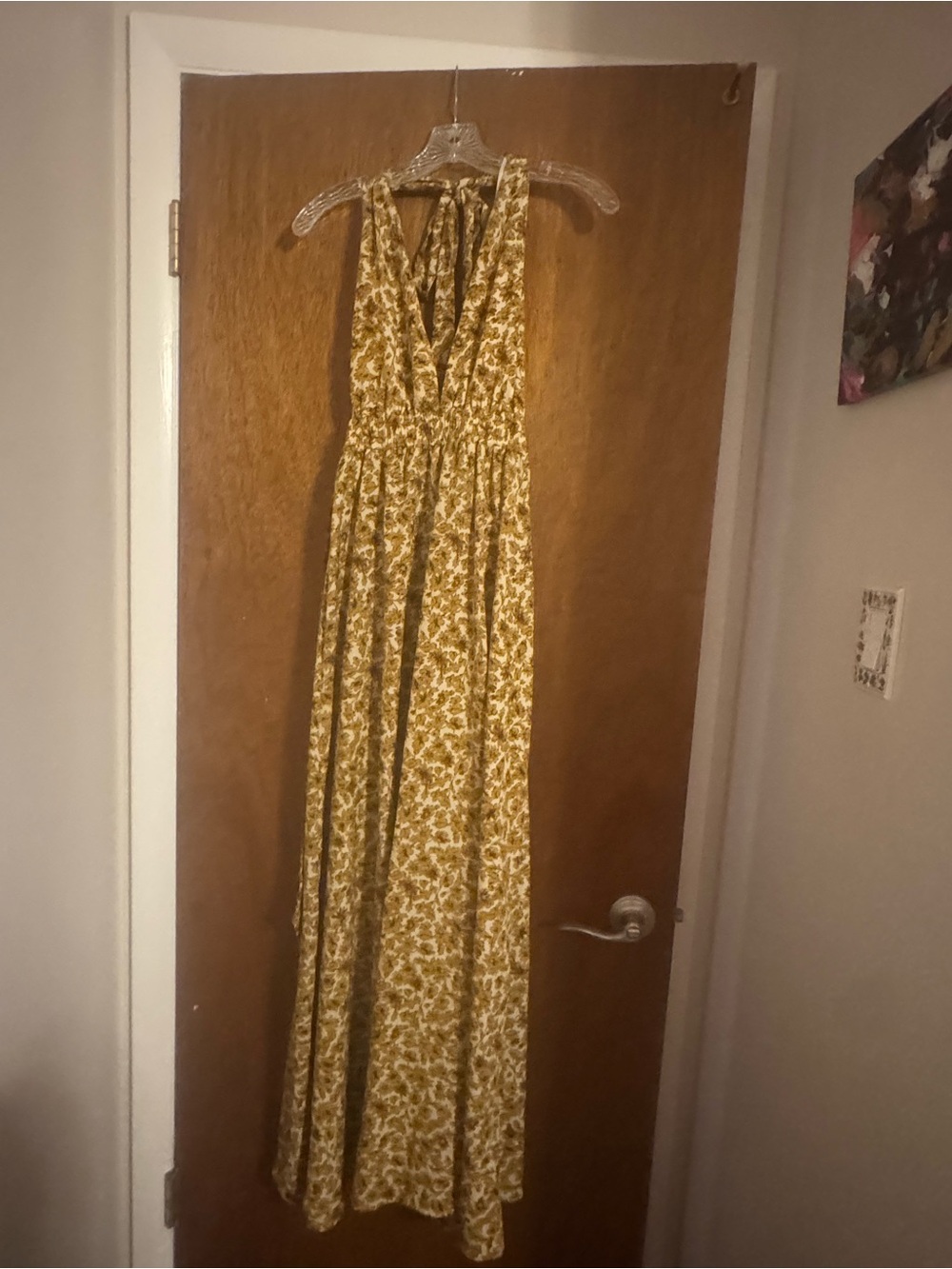 Lulu's These are the Days Mustard Floral Halter Maxi Dress size XS